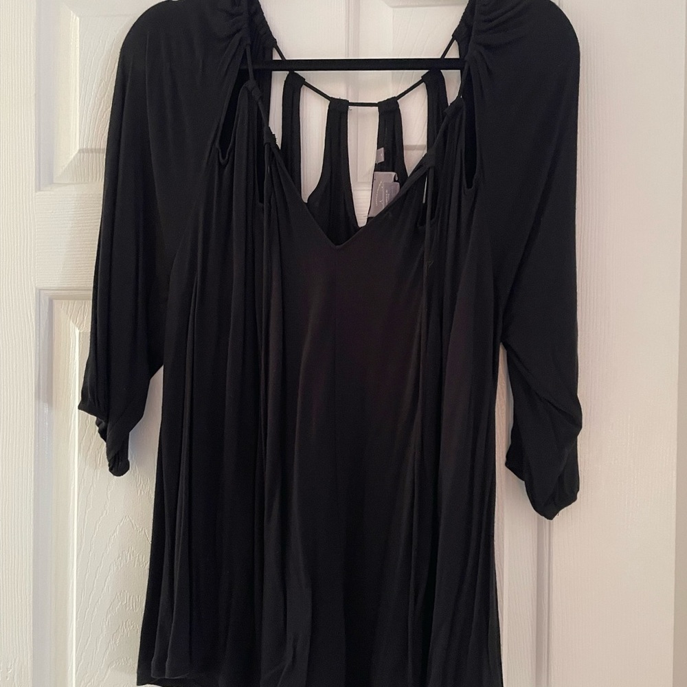 Anthropologie Vanessa Virginia black rayon blouse - M